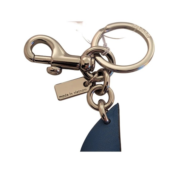 Coach Pinwheel Bag Charm Blue Multi Leather Keychain CU260 SVBLM NWT $68 - Picture 5 of 7